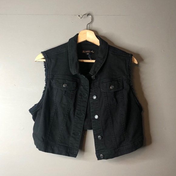 Love & Legend Jackets & Blazers - Love & legend black crop vest jeans denim 12